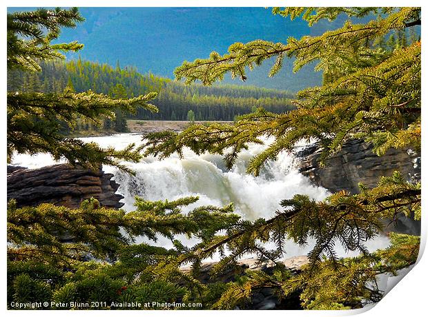 Rocky Mountain River & Waterfall Print by Peter Blunn