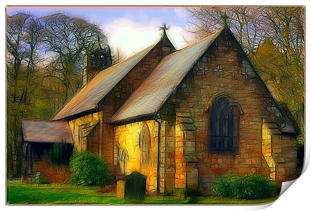 St Michael and all Angels Church, fractalious Print by Peter Blunn