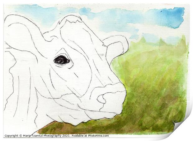 Original Art - Karla the Cow by Maria Tzamtzi Print by Maria Tzamtzi Photography