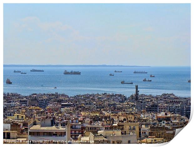 View from Ano Poli (Upper Town), Thessaloniki Print by Maria Tzamtzi Photography