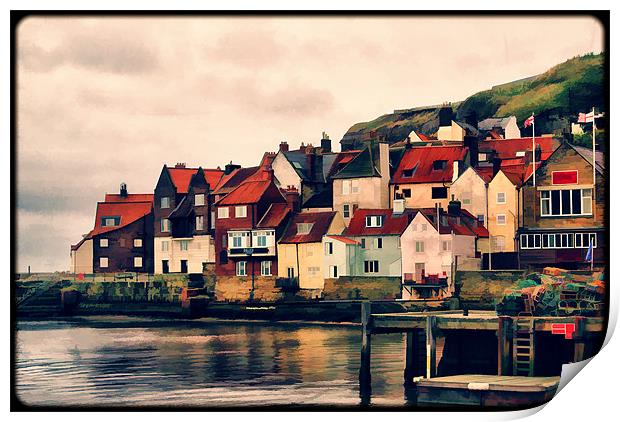 Retro Whitby Painting look Print by Maria Tzamtzi Photography