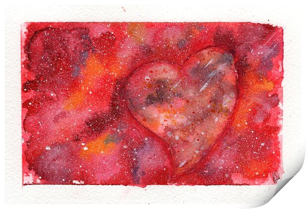 Original Art - Space Heart Love Valentines Print by Maria Tzamtzi Photography