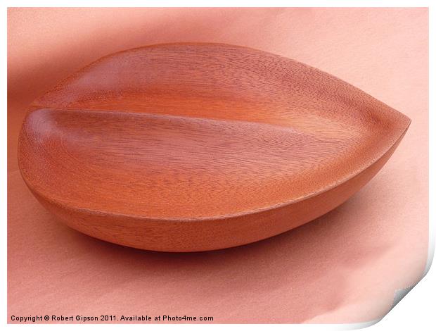 Carved wood leaf bowl Print by Robert Gipson