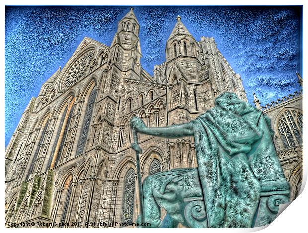 York Minster and King Constantine. Print by Robert Gipson