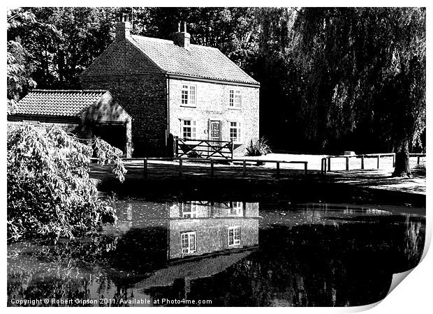 The Village pond in reflective mood. Print by Robert Gipson