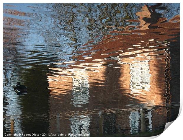 Cottage Water Reflections Print by Robert Gipson