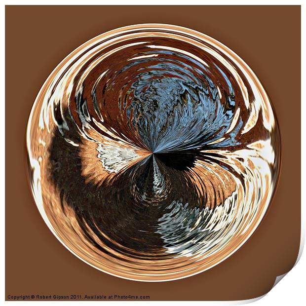 Spherical Glass Paperweight Double Vortex Print by Robert Gipson