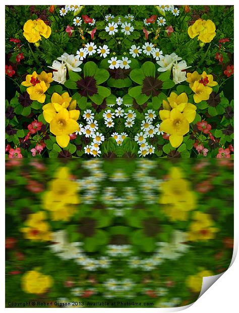 Summer Flowers in reflect Print by Robert Gipson