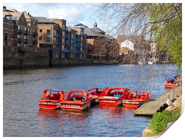 York pleasure boats on the river Ouse. Print by Robert Gipson