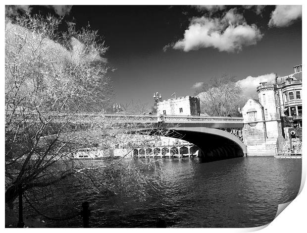 York City Lendal bridge across the river Ouse. Print by Robert Gipson