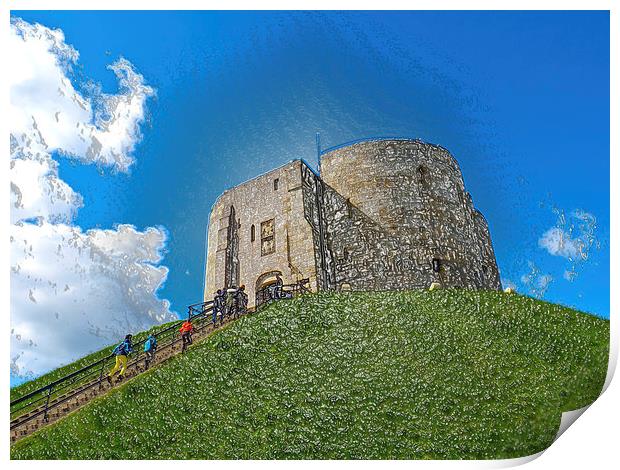 Clifford's Tower in York  historical building. Add Print by Robert Gipson