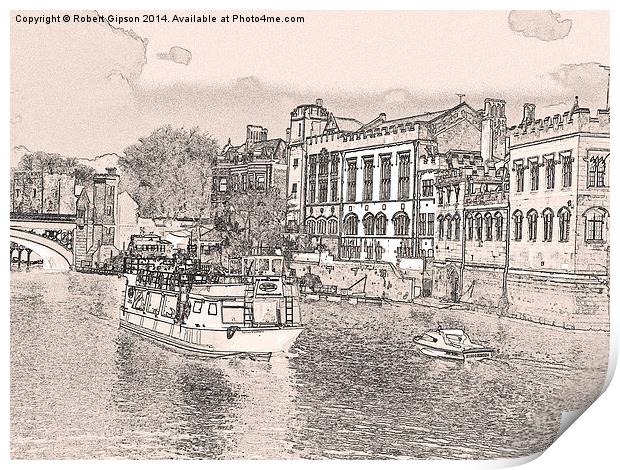 York Guildhall and pleasure boat on the river Ouse Print by Robert Gipson