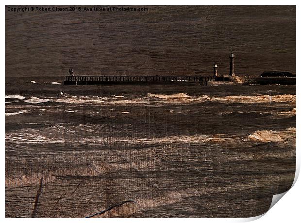 From Sandsend towards Whitby with texture Print by Robert Gipson