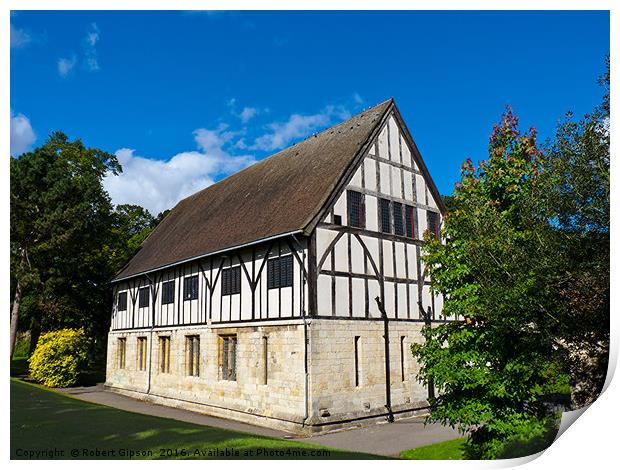 York, museum gardens Hospitium. Print by Robert Gipson