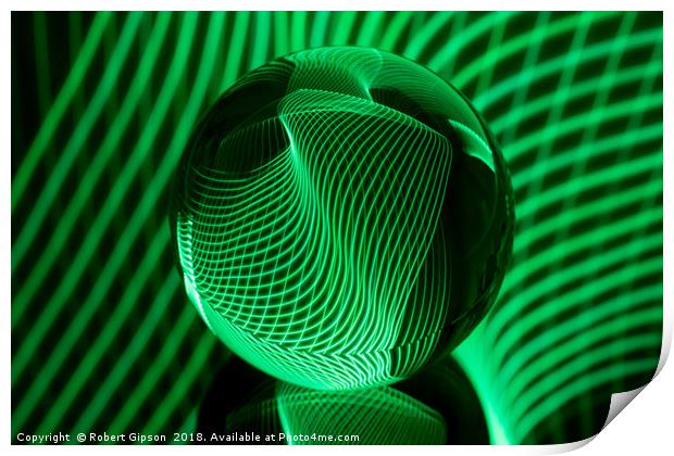 Abstract art Green in the crystal  ball Print by Robert Gipson