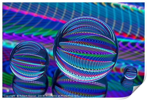 Abstract art Three Glass balls in LED colour Print by Robert Gipson