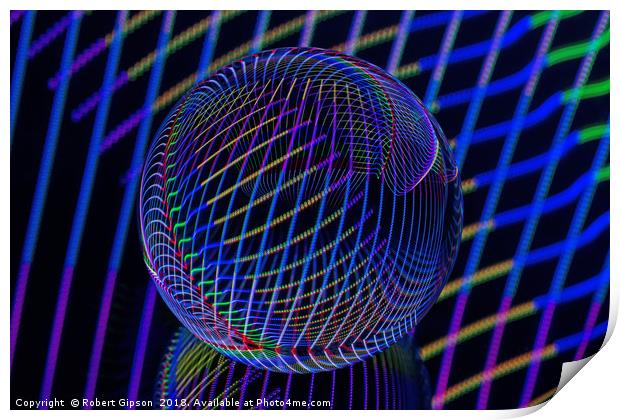 Abstract art Bright lines in the ball Print by Robert Gipson