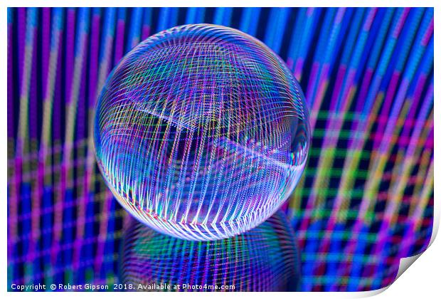 Abstract art Criss Cross lights in the ball Print by Robert Gipson