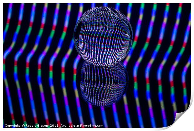 Abstract art Vertical colours in the glass ball Print by Robert Gipson
