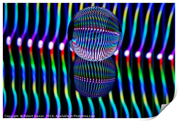 Abstract art Vertical colours in the glass ball. Print by Robert Gipson