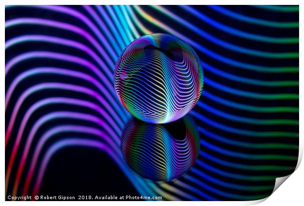 Abstract art Rainbows in the glass ball. Print by Robert Gipson