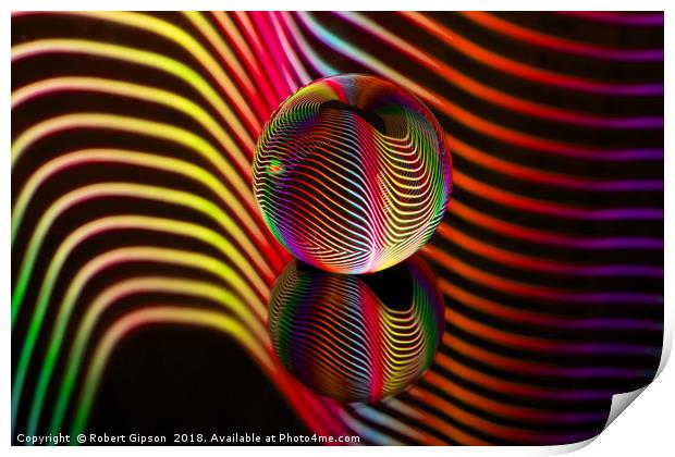 Abstract art Rainbows two in the glass ball. Print by Robert Gipson