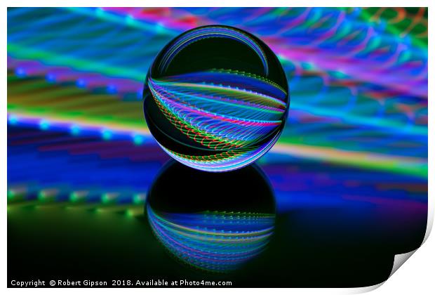Abstract art All colours in the glass ball Print by Robert Gipson