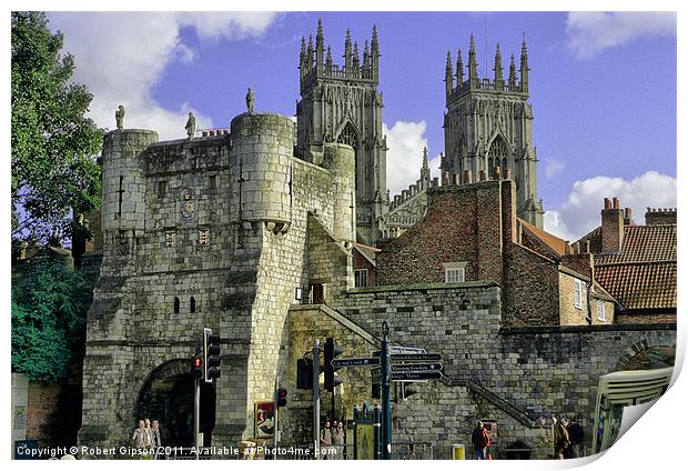 York Walls Cityscape and Minster Print by Robert Gipson