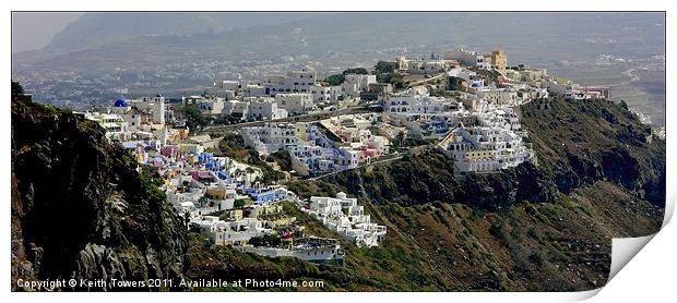 View over Fira, Santorini, Canvases & Prints Print by Keith Towers Canvases & Prints