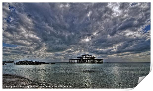 Clouds over the West Pier Print by Andy Wager