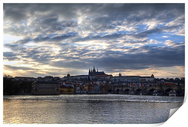 Prague Castle at dusk Print by Andy Wager