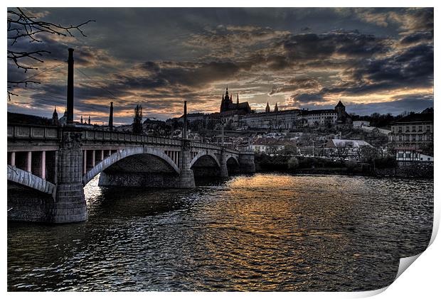 Prague Castle at dusk Print by Andy Wager