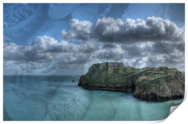 St Catherines Rock Tenby Seashells Print by Steve Purnell