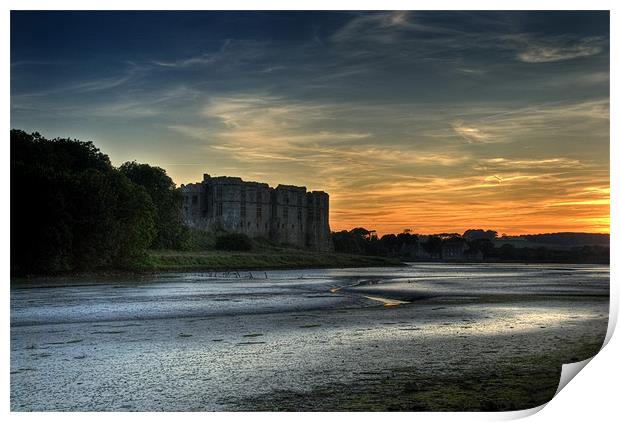 Carew Castle Pembrokeshire at Sunset Print by Steve Purnell