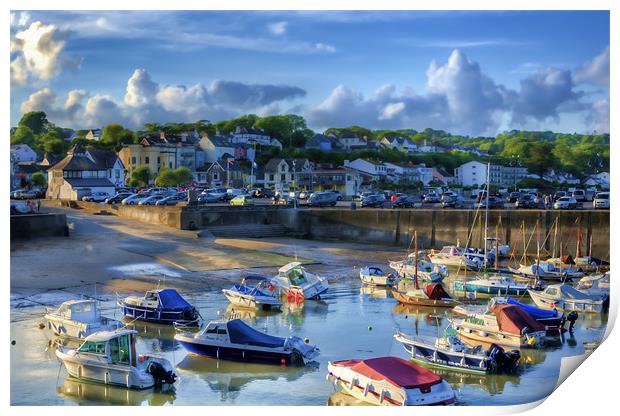 Across Saundersfoot Harbour Painted Print by Steve Purnell