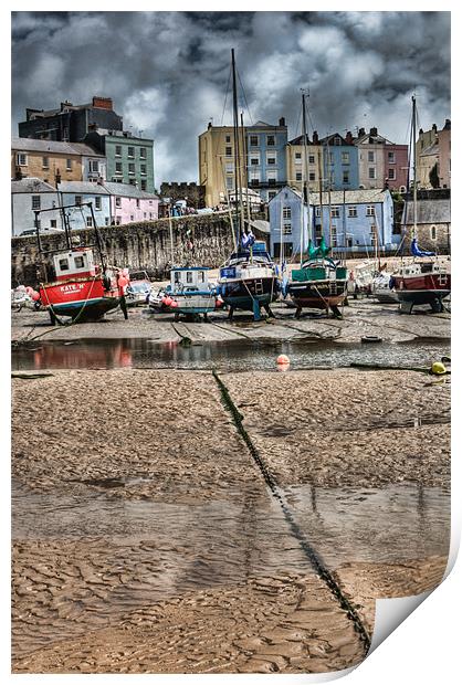 Tenby Harbour Low Tide Print by Steve Purnell