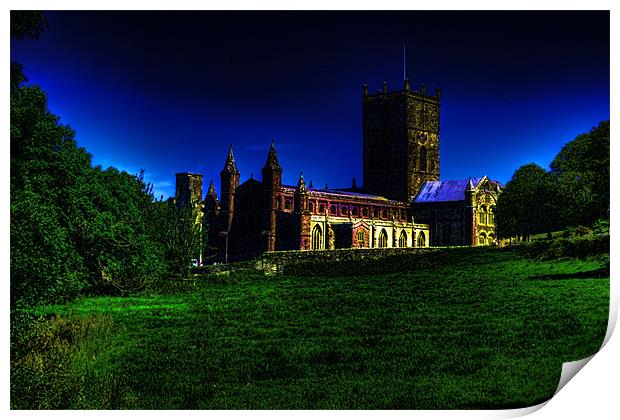 St Davids Cathedral Glow Print by Steve Purnell