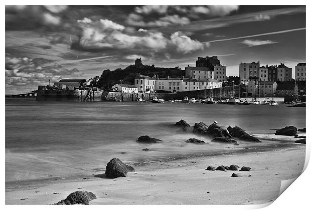 Tenby Harbour 4 Mono Print by Steve Purnell