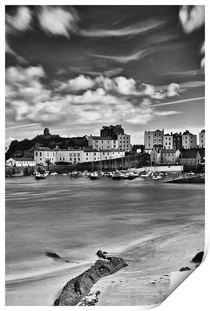 Tenby Harbour 5 Mono Print by Steve Purnell