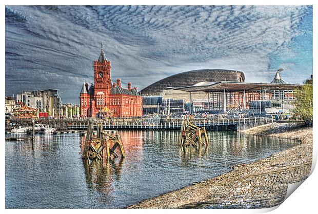 Cardiff Bay Textured Print by Steve Purnell