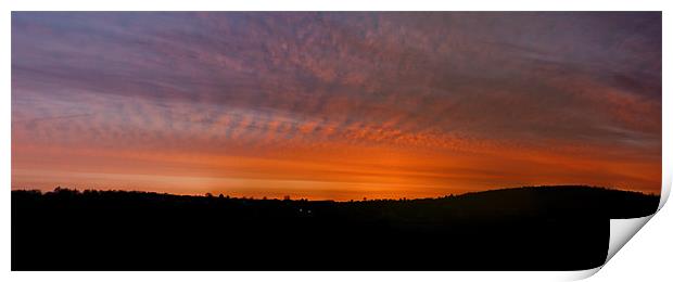 Rhymney Valley Sunrise Panorama Print by Steve Purnell