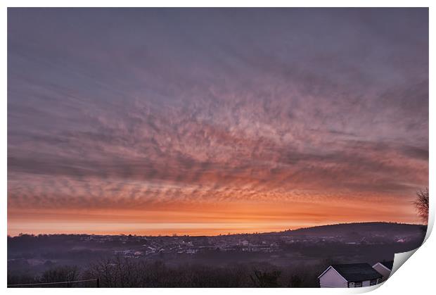 Rhymney Valley Sunrise Print by Steve Purnell