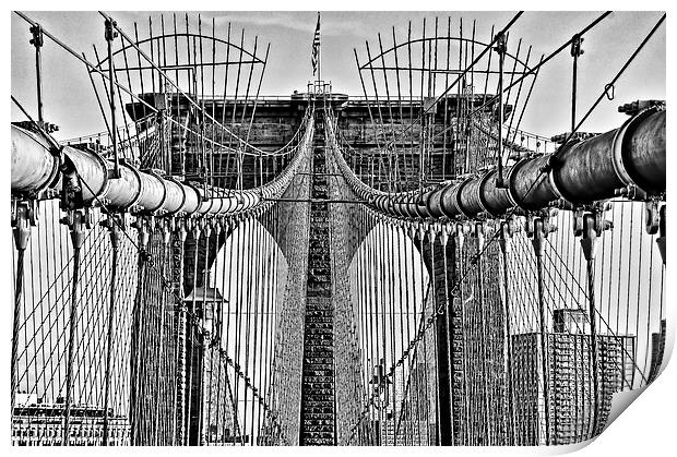 Brooklyn Bridge 3 Mono Print by Steve Purnell