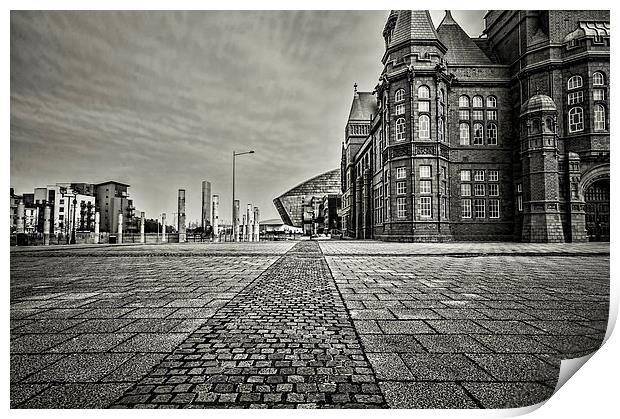 Cardiff Bay Mono Print by Steve Purnell
