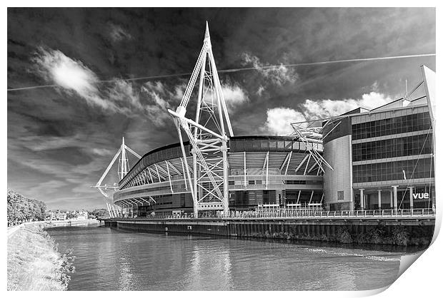 Wales Millennium Stadium 1 Mono Print by Steve Purnell