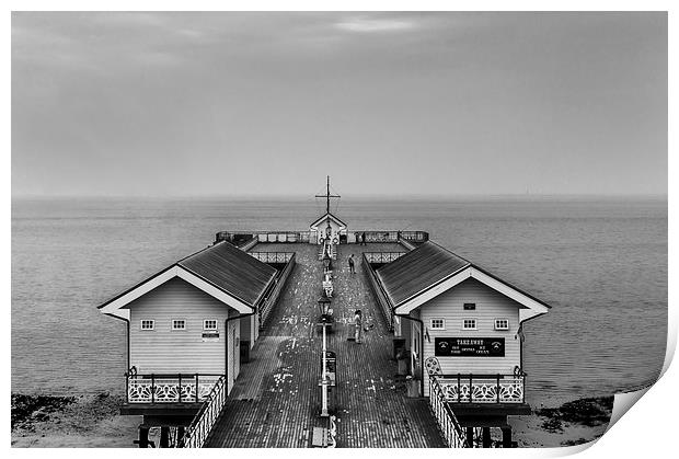 Penarth Pier Black and White Print by Steve Purnell