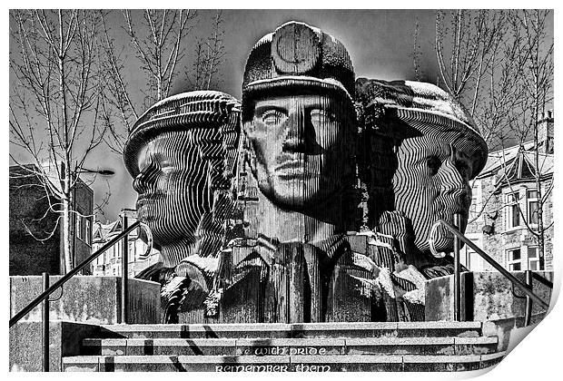 Miners In The Snow 2 Mono Print by Steve Purnell