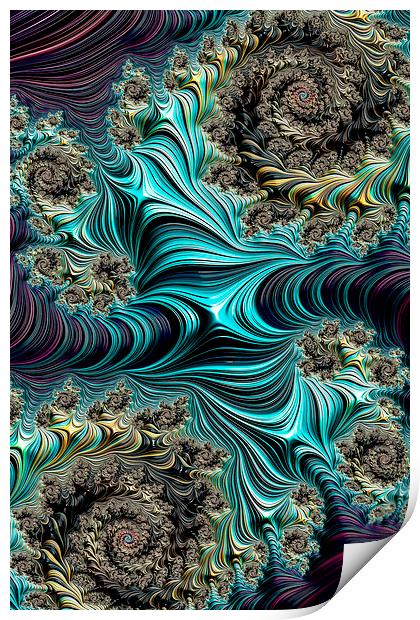 Aqua Spirals Print by Steve Purnell