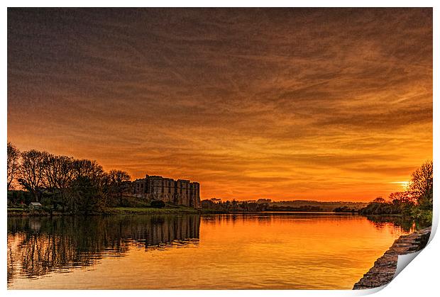 Carew Castle At Sunset Print by Steve Purnell