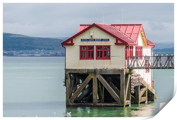 Mumbles Lifeboat House Print by Steve Purnell